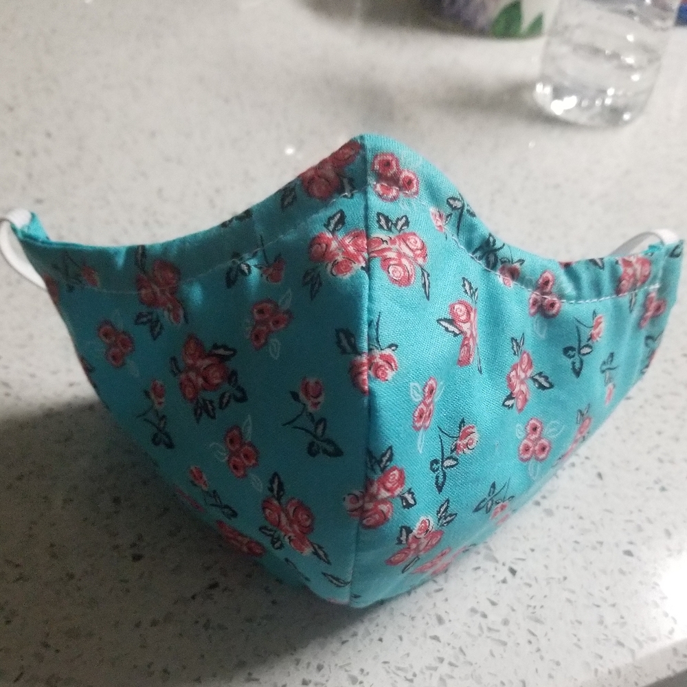 Reusable face mask with filter pocket/ nose wire